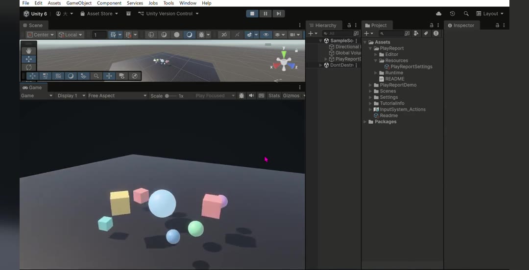 Unity でのテストプレイ画面
